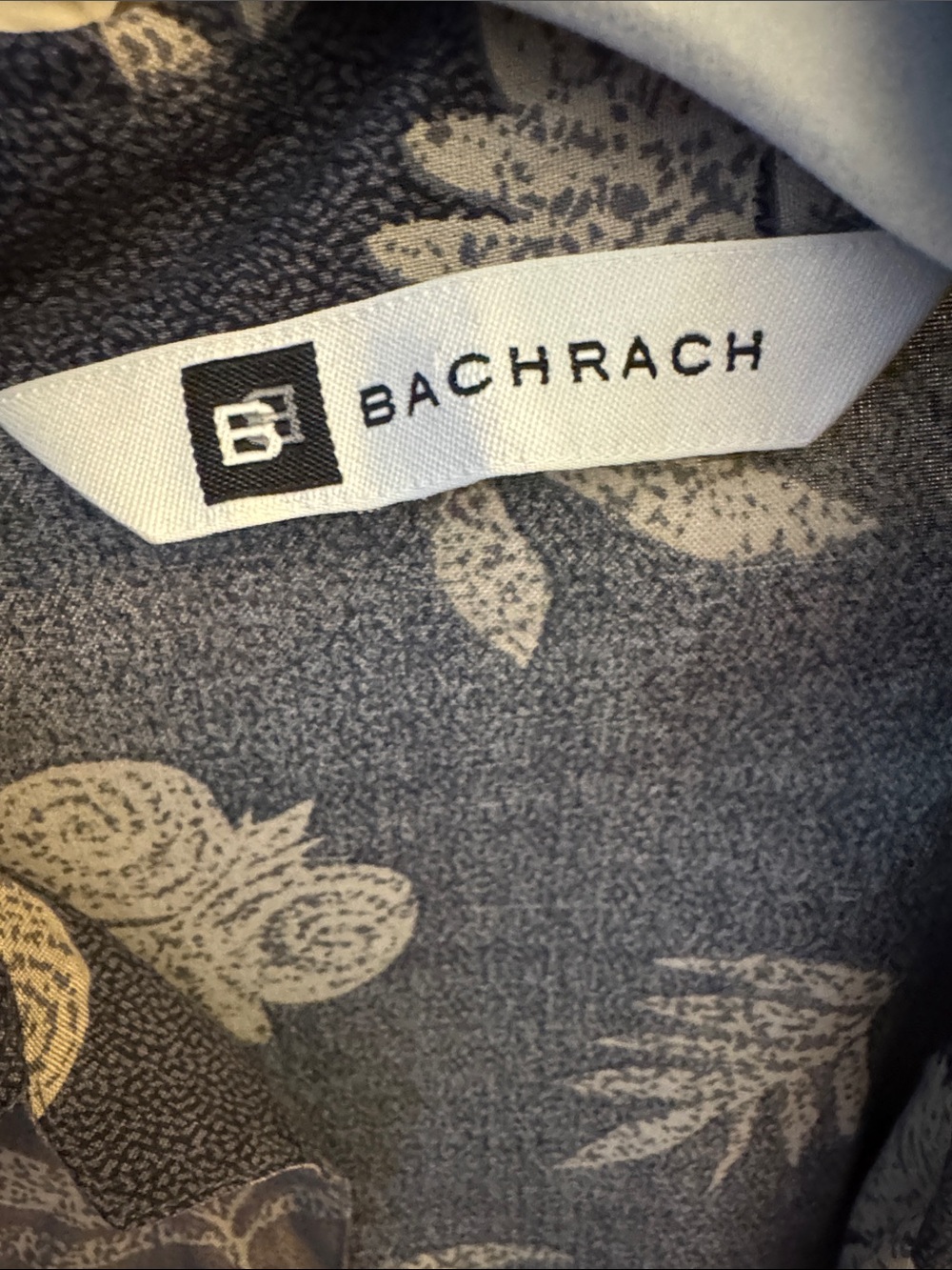 Bachrach Gray button down shirt with Cream Floral Print